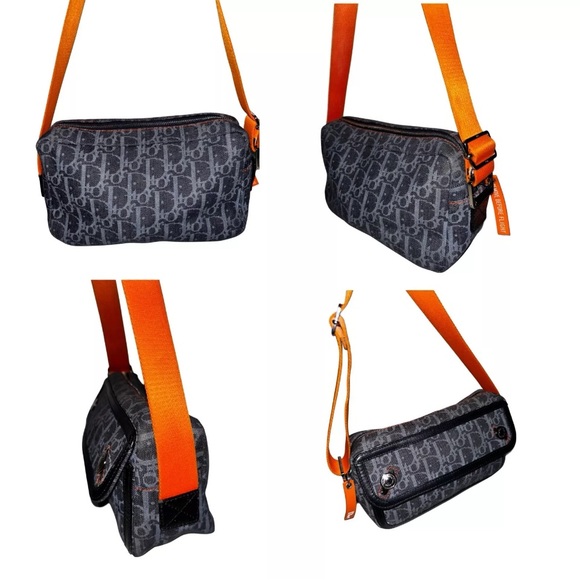 Authentic CHRISTIAN DIOR Flight Line orange Canva Trotter Shoulder Bag - Picture 3 of 3